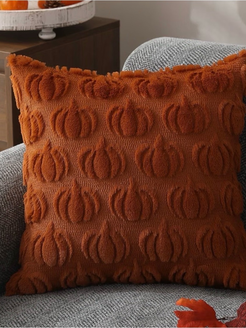 Fall Pumpkin Fuzzy 20x20 Pillow Covers
